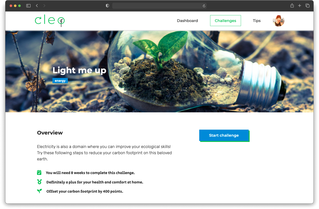 Cleo's challenge page