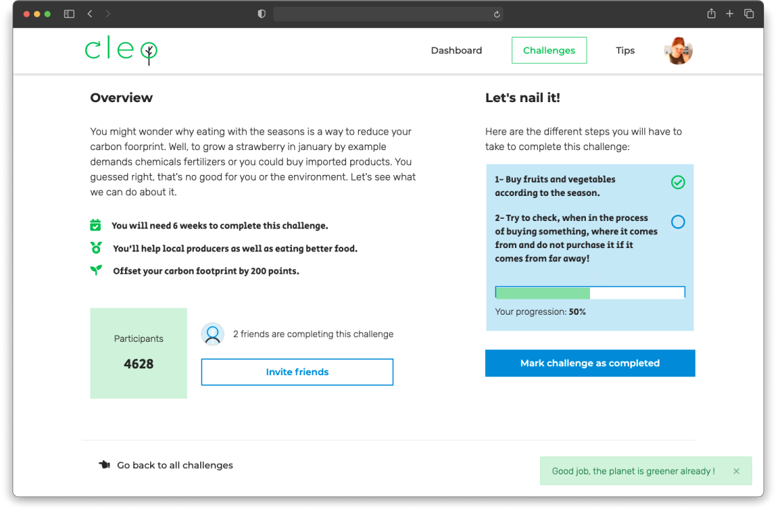 Cleo's challenge page