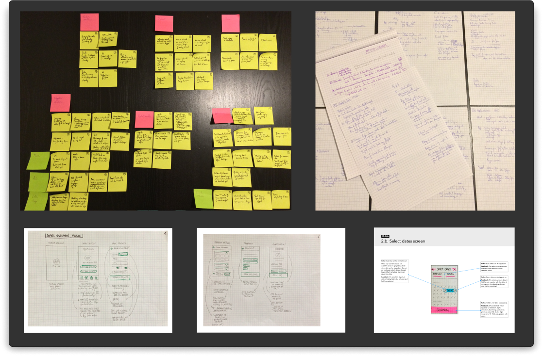Fly UX Affinity Diagram and Sketches