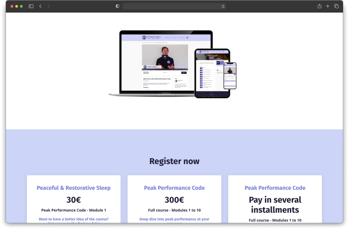 Performance Treanor's website