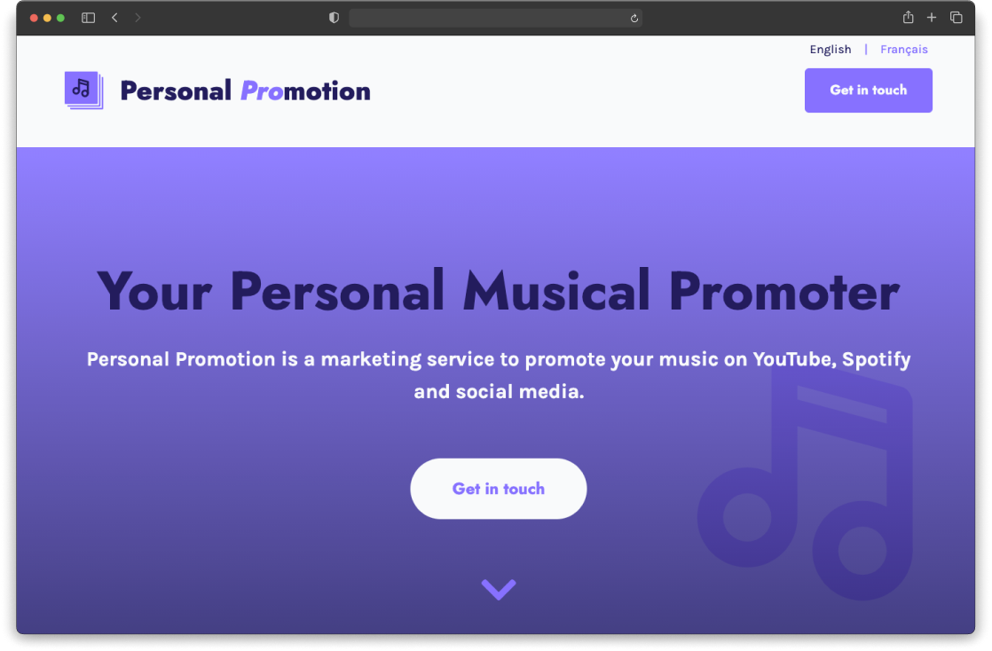 Personal Promotion's website
